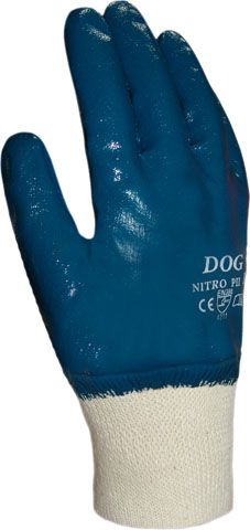 Перчатки DOG облитые нитрилом синие N3202 РП (манжета полное)