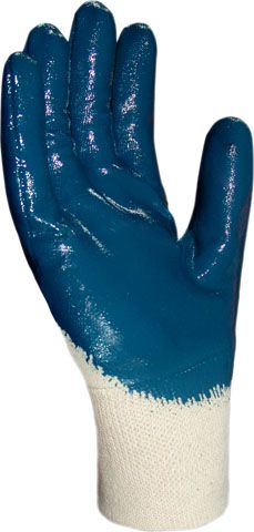 Перчатки DOG облитые нитрилом синие N3201 РЧ (манжета частичное)
